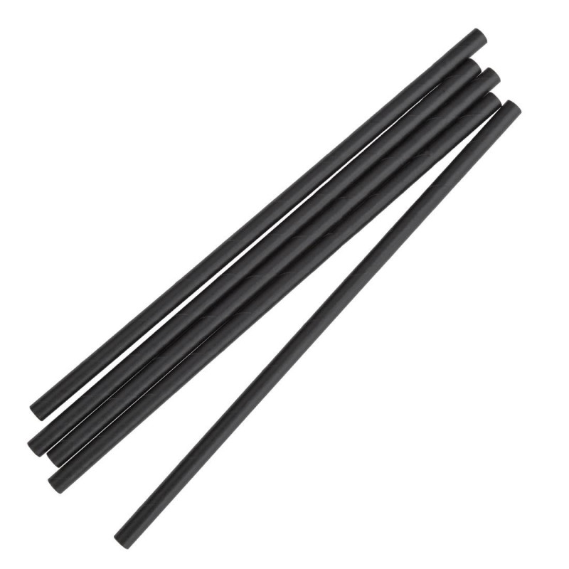 Pailles compostables en papier emballées individuellement noires (lot de 250) - FIESTA COMPOSTABLE
