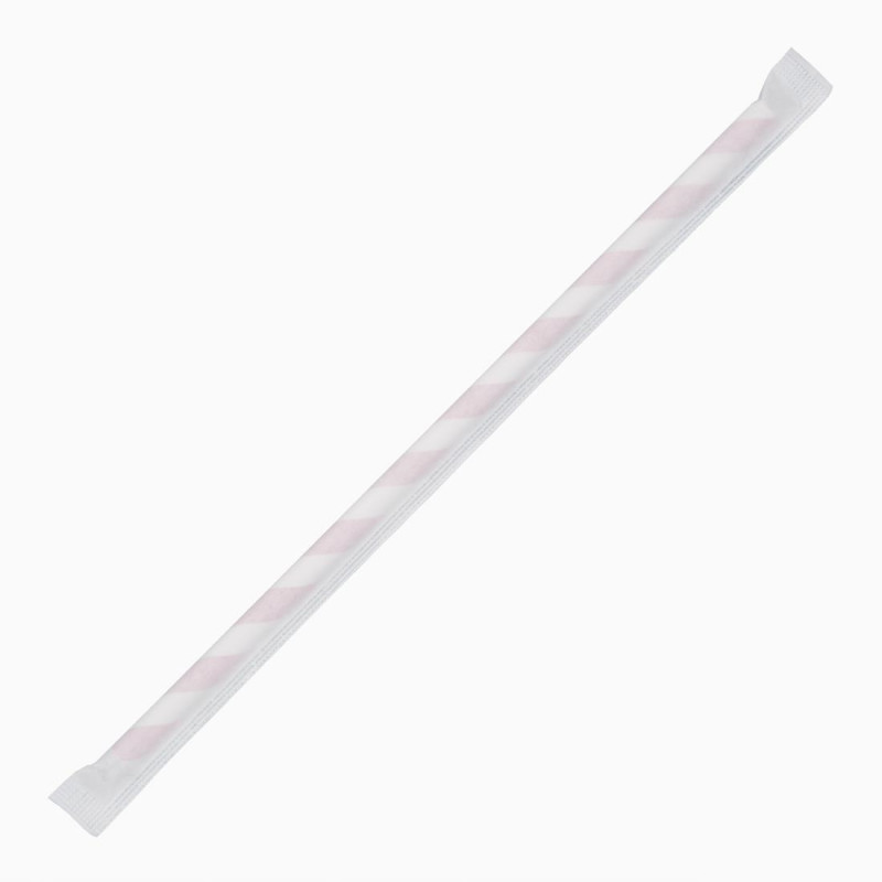 Pailles compostables en papier emballées individuellement à rayures rouges (lot de 250) - FIESTA COMPOSTABLE