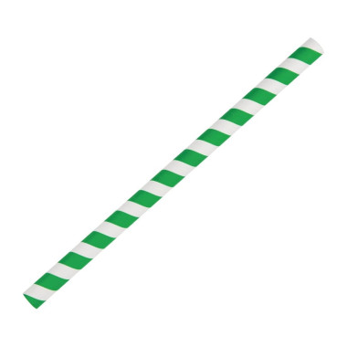 Pailles à smoothie compostables en papier vertes 210mm (lot de 250) - FIESTA COMPOSTABLE