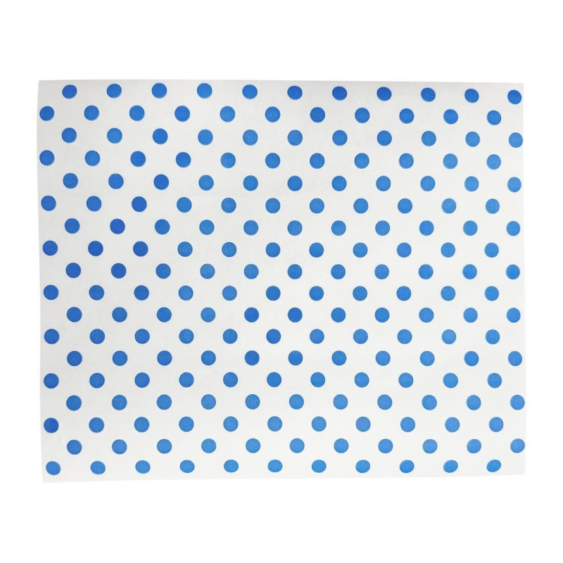 Papier d'emballage burger points bleus (lot de 200) - FIESTA COMPOSTABLE
