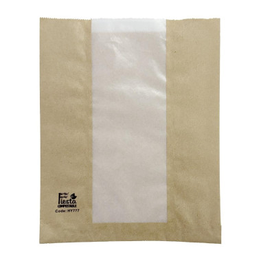 Sacs à pain avec fenêtre en papier cristal (lot de 1000) - 215 x 88 x 266 mm - FIESTA COMPOSTABLE
