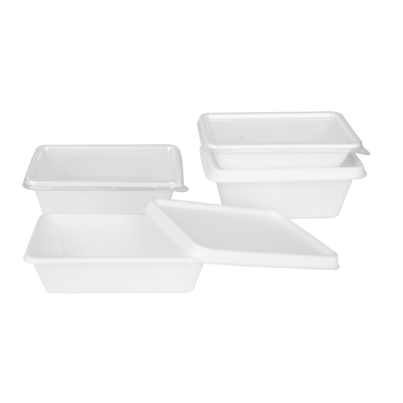 Barquettes alimentaires en bagasse Fiesta Compostable 650ml (lot de 100) - 128 x 181 x 45 mm - FIESTA RECYCLABLE
