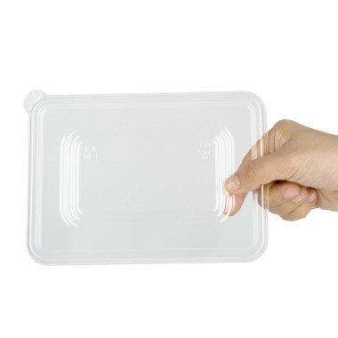 Couvercles PET pour barquettes en bagasse (lot de 100) - 138 x 189 x 10 mm - FIESTA RECYCLABLE
