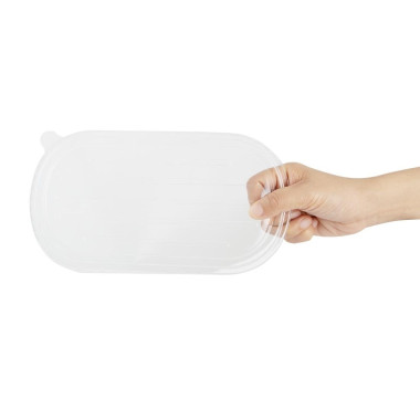 Couvercles PET pour barquettes ovales en bagasse - FIESTA RECYCLABLE