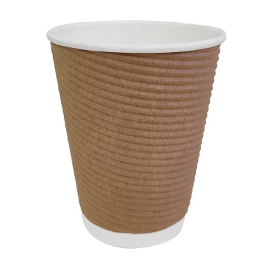 Gobelets boissons chaudes kraft paroi isolante ondulée 340ml (lot de 25) - FIESTA RECYCLABLE