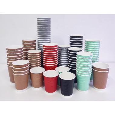 Gobelets boissons chaudes kraft paroi isolante ondulée 340ml (lot de 25) - FIESTA RECYCLABLE