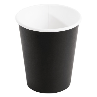 Gobelets boissons chaudes paroi simple noirs 230ml (lot de 50) - FIESTA RECYCLABLE