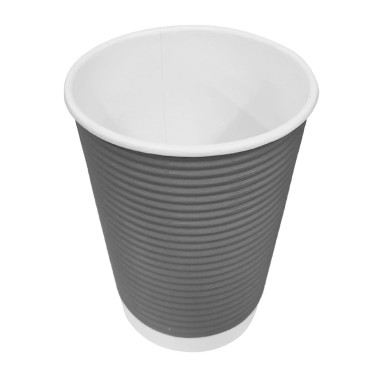 Gobelets paroi ondulée anthracite 225ml (lot de 25) - FIESTA RECYCLABLE