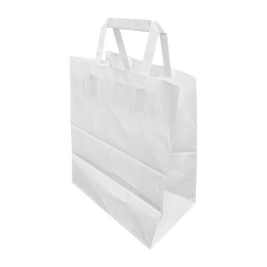 Grands sacs en papier blanc avec poignées plates (lot de 250) - FIESTA RECYCLABLE