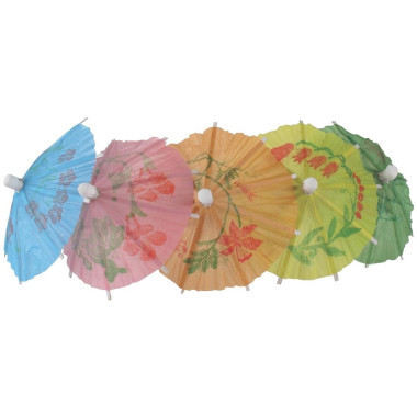 Parasols en papier de différentes couleurs (Lot de 144) - 105 x 38 x 170 mm - FIESTA RECYCLABLE