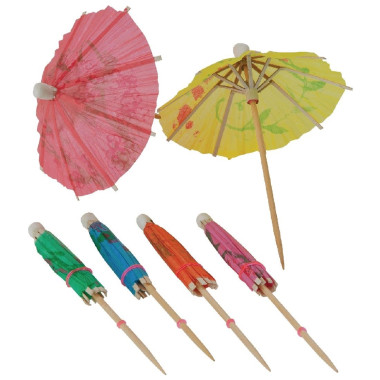 Parasols en papier de différentes couleurs (Lot de 144) - 105 x 38 x 170 mm - FIESTA RECYCLABLE