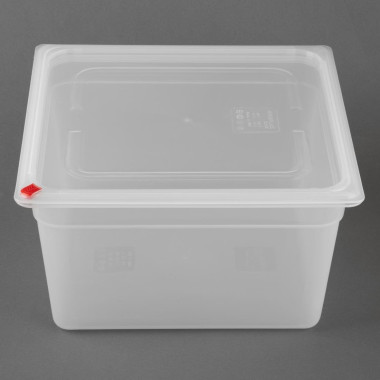 Bacs PP Click GN 2/3 avec couvercles et 7 clips de couleur 200mm 16,1L (lot de 4) - 325 x 354 x 200 mm - HYGIPLAS