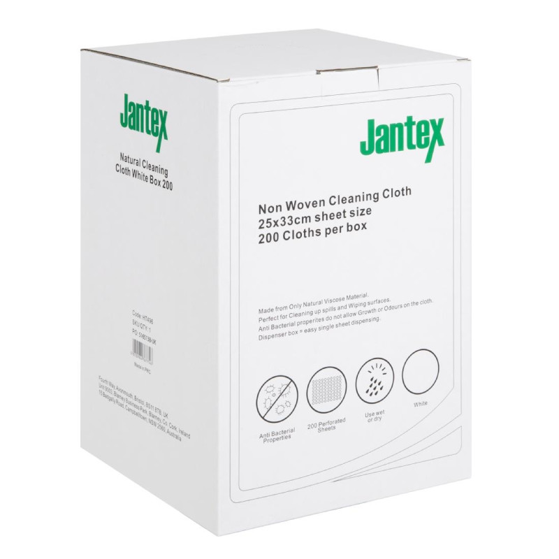 Chiffons de nettoyage compostables blancs Green (lot de 200) - JANTEX