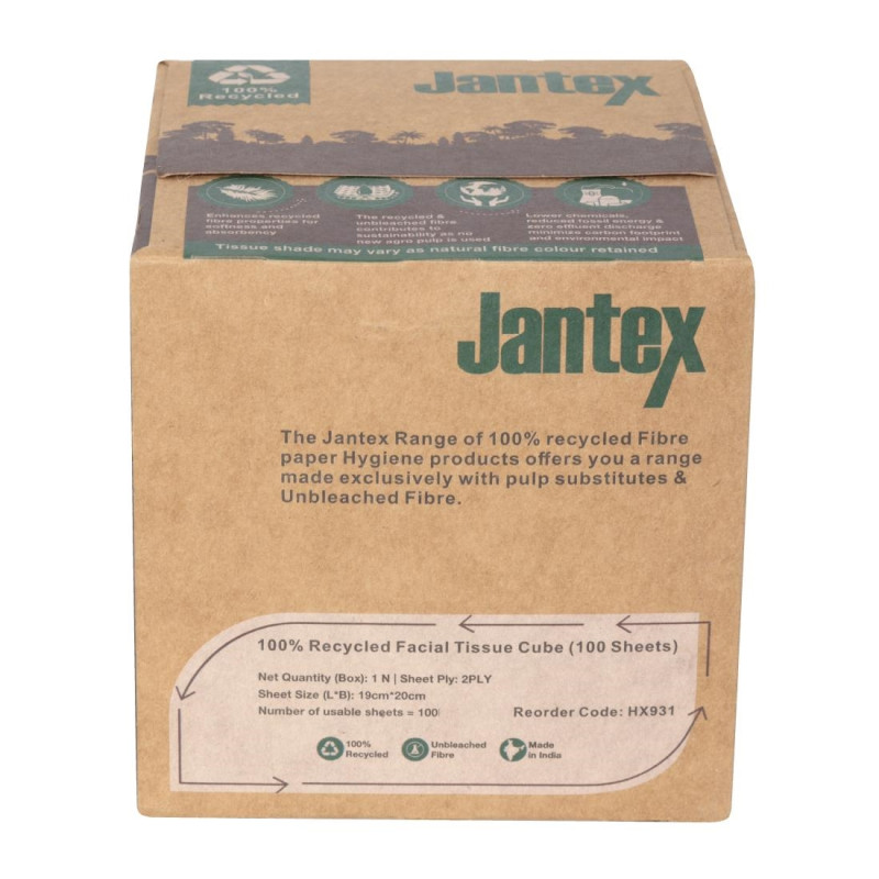 Cube de mouchoirs Green 100% recyclé 100 feuilles (lot de 36) - JANTEX