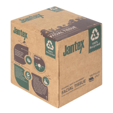 Cube de mouchoirs Green 100% recyclé 100 feuilles (lot de 36) - JANTEX
