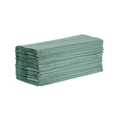Essuie-mains 1 pli pliage en Z vert 250 feuilles (lot de 12) - JANTEX