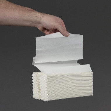 Essuie-mains 2 plis pliage en C 160 feuilles blanc (Lot de 2355) - JANTEX