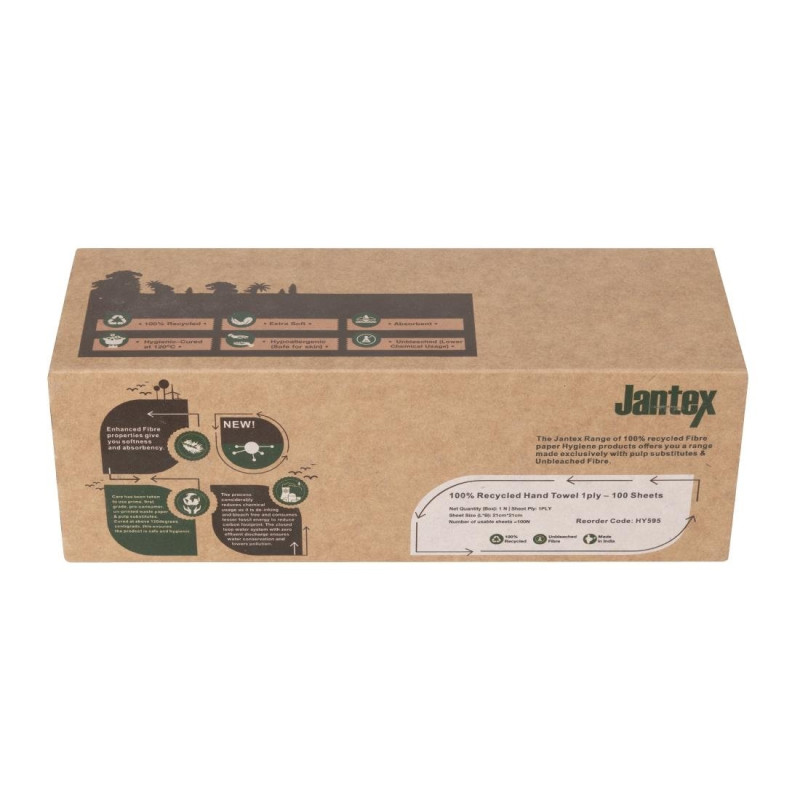 Essuie-mains Green 100% recyclé 1pli 100 feuilles (lot de 36) - JANTEX