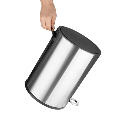 Poubelle à pédale ronde en acier brossé 3L - 210 x 210 x 275 mm - JANTEX