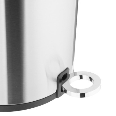 Poubelle à pédale ronde en acier brossé 3L - 210 x 210 x 275 mm - JANTEX