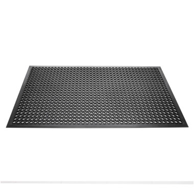 Tapis en caoutchouc antidérapant et antifatigue noir - 1500 x 900 x 12 mm - JANTEX