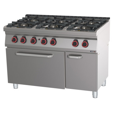 Fourneau gaz professionnel - 6 feux - Four GN 2/1 - 120cm - Casselin  au meilleur prix sur Restock CHR