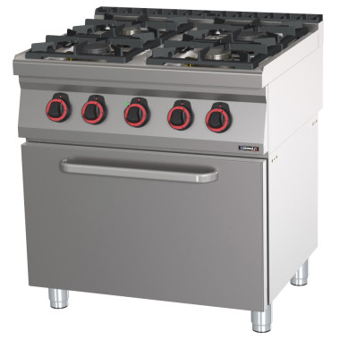 Fourneau mixte professionnel - 4 feux gaz - Four électrique ventilé GN 1/1 - 80cm - Casselin  au meilleur prix sur Restock CHR