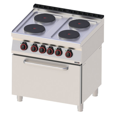 Fourneau électrique professionnel - 4 feux - Four statique GN 2/1 - 80cm - Casselin  au meilleur prix sur Restock CHR