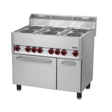 Fourneau électrique professionnel - 6 feux - Four ventilé GN 1/1 - 99cm - Casselin  au meilleur prix sur Restock CHR