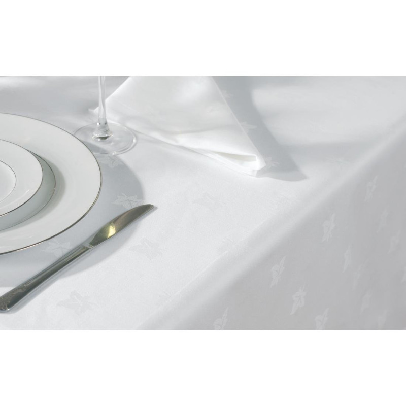 Nappe rectangulaire blanche feuilles de lierre Luxor - Ref GW449 - MITRE LUXURY