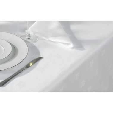 Nappe rectangulaire blanche feuilles de lierre Luxor - Ref GW450 - MITRE LUXURY