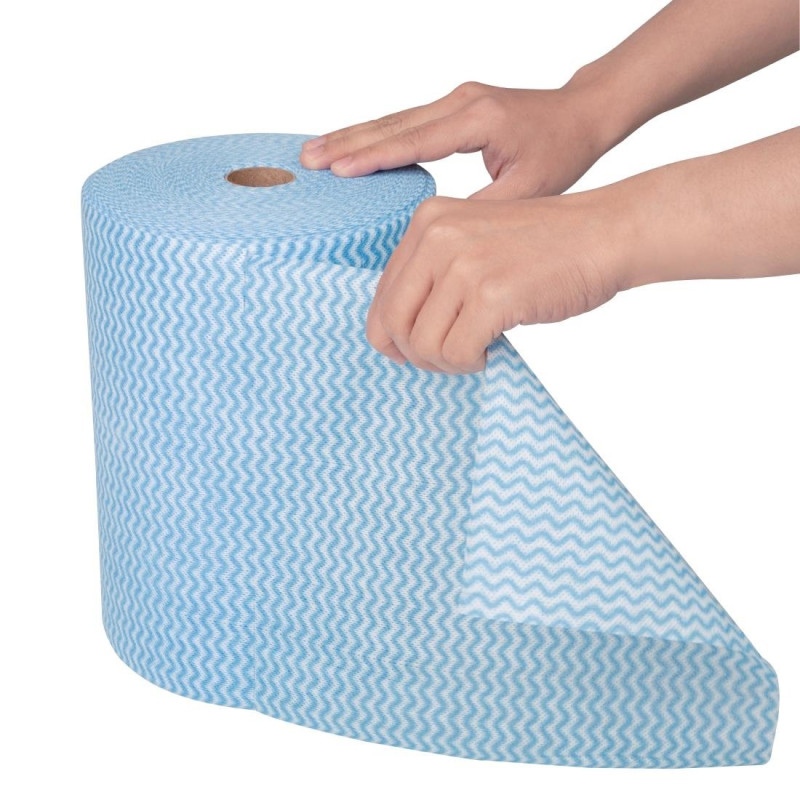 Chiffons non tissés bleus (rouleau de 300) - NISBETS ESSENTIALS