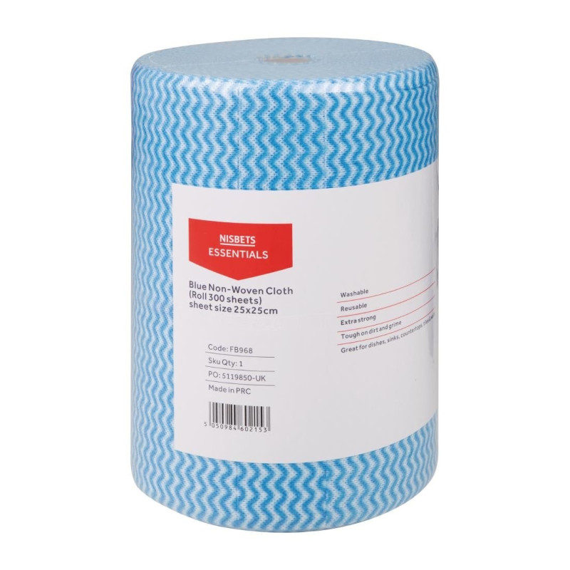 Chiffons non tissés bleus (rouleau de 300) - NISBETS ESSENTIALS