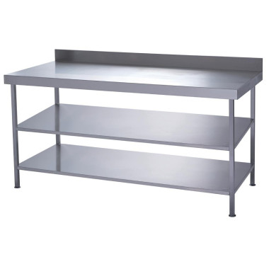 Table murale inox entièrement soudée avec 2 étagères inférieures - 1200 x 600 x 900 mm - PARRY