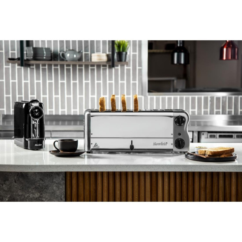 Grille-pain 6 fentes avec grille sandwich et résistance supplémentaire Esprit chromé - 508 x 237 x 207 mm - ROWLETT