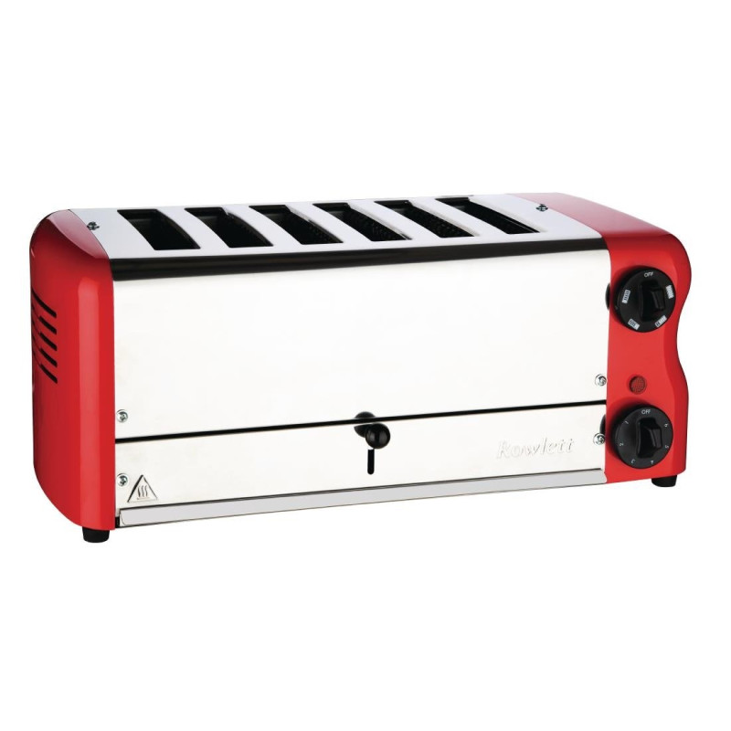Grille-pain 6 fentes avec grille sandwich et résistance supplémentaire Esprit rouge - 508 x 237 x 207 mm - ROWLETT