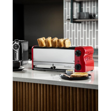 Grille-pain 6 fentes avec grille sandwich et résistance supplémentaire Esprit rouge - 508 x 237 x 207 mm - ROWLETT