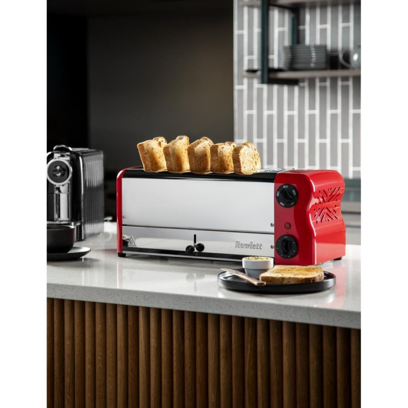 Grille-pain 6 fentes avec grille sandwich et résistance supplémentaire Esprit rouge - 508 x 237 x 207 mm - ROWLETT