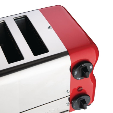 Grille-pain 6 fentes avec grille sandwich et résistance supplémentaire Esprit rouge - 508 x 237 x 207 mm - ROWLETT