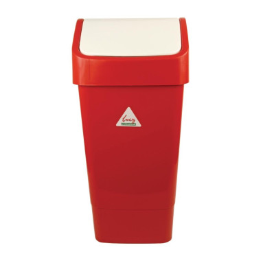 Poubelle polypropylène à couvercle battant SYR rouge 50L - 330 x 320 x 710 mm - SCOT YOUNG