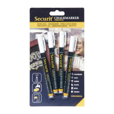 Feutres craie liquide blancs 2mm (lot de 4) - SECURIT