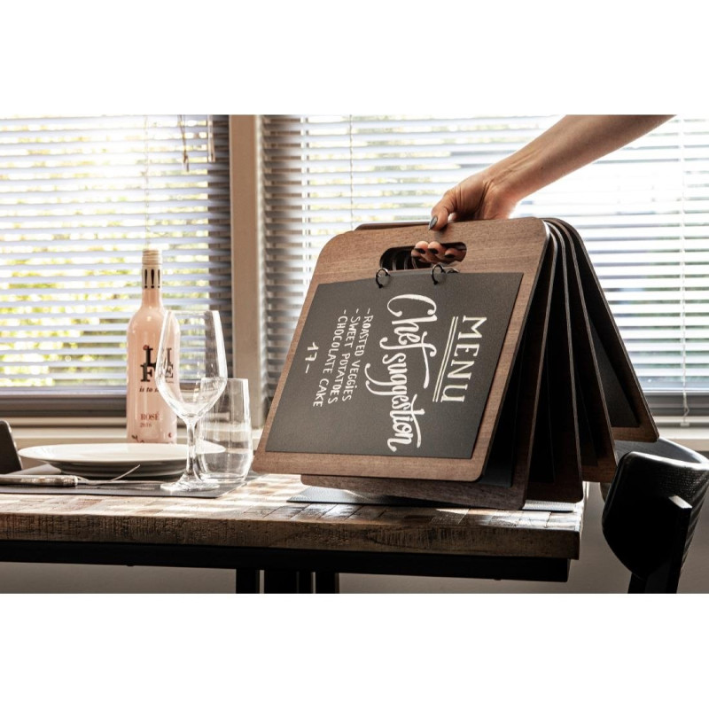 Planche porte-menu à anneaux gamme Walnut - 183 x 340 x 305 mm - SECURIT