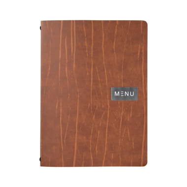 Protège-menu en cuir recyclé Gamme Leather A4 marron - 335 x 240 x 0 mm - SECURIT