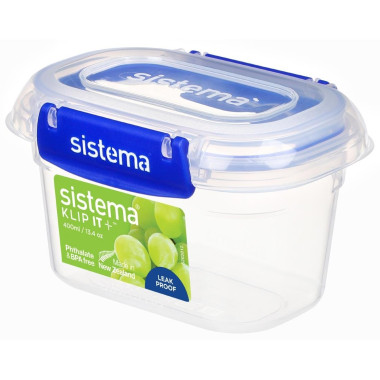 Boîte alimentaire rectangulaire Klip It Plus 400ml - 117 x 90 x 80 mm - SISTEMA
