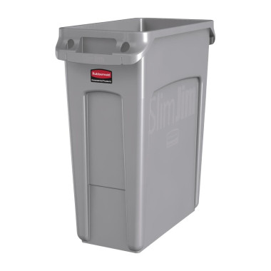 Collecteur avec évents Rubbermaid 60L gris - 279 x 558 x 635 mm - SLIM JIM