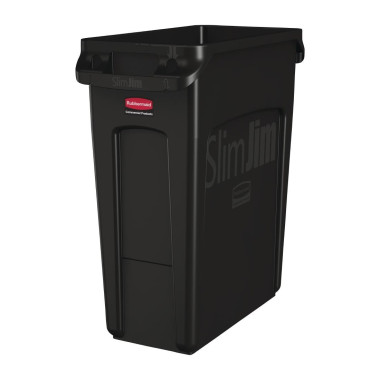 Collecteur de recyclage avec conduits d'aération Rubbermaid noir 60L - 559 x 279 x 635 mm - SLIM JIM