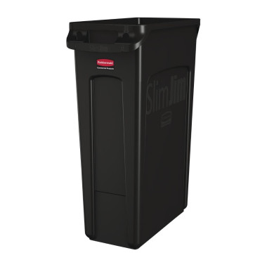 Collecteur de recyclage avec conduits d'aération Rubbermaid noir 87L - 279 x 558 x 762 mm - SLIM JIM