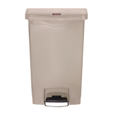 Poubelle à pédale frontale Rubbermaid beige 50L - 457 x 292 x 719 mm - SLIM JIM