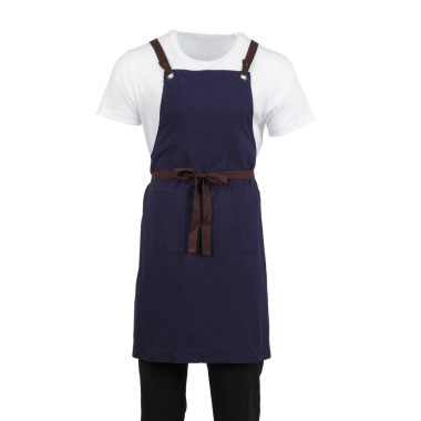 Tablier bavette en coton bleu marine - SOUTHSIDE