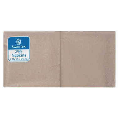 Serviettes cocktail kraft recyclées 250mm 2 plis pliage 1/4 (lot de 2000) - SWANTEX